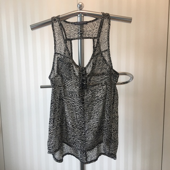 Brandy Melville Tops - Brandy Melville black/white sheer mesh design tank Size M